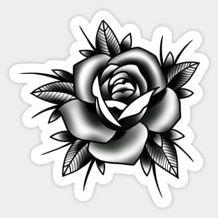 Traditional Rose Black and Grey Tattoo style design Sticker